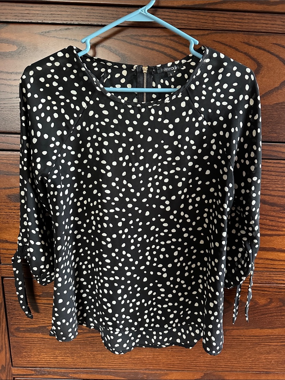 Papermoon Black and White Polka Dot Long Sleeve Blouse